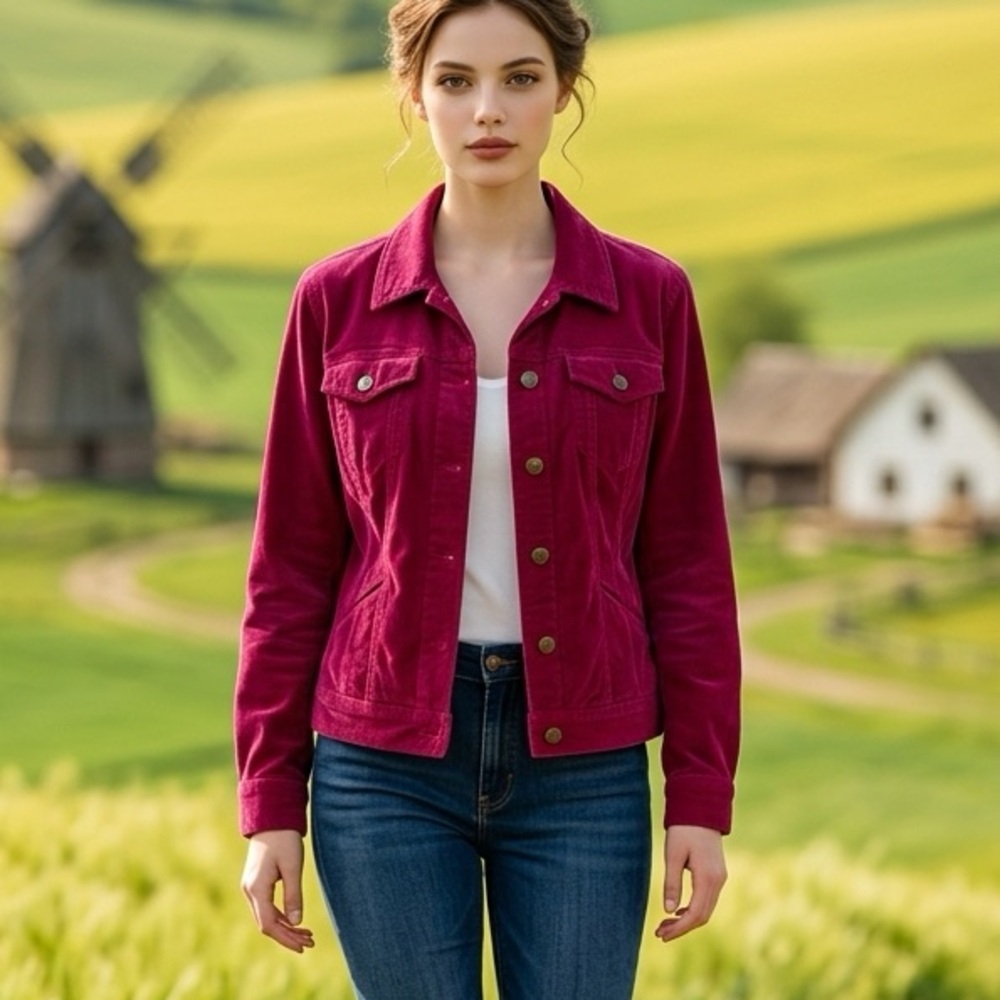 Live a Little Red Jean Jacket Corduroy Classic